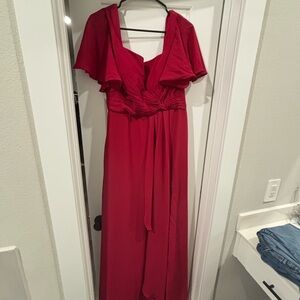 Amazon Red Prom Dress with Cape Sleeves